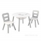 Round Storage Table & 2 Chair Set - Gray & White Round Storage Table & 2 Chair Set - Gray & White